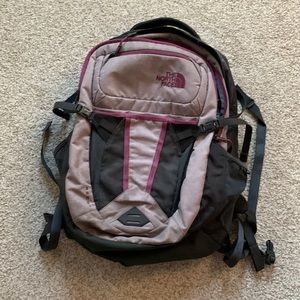 Pink and grey The North Face Recon Backpack 🎒